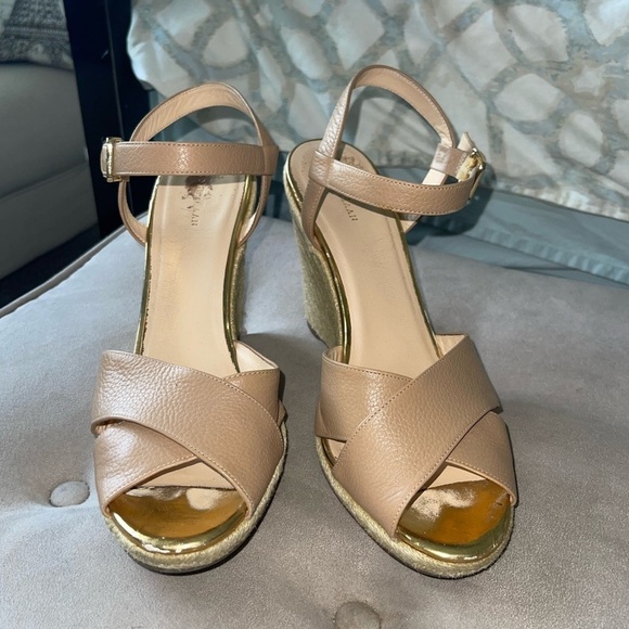 COLE HAAN Hart Sandal Espadrille Wedge Heel Strappy Saddle Brown Tan Size 11B - Picture 2 of 12